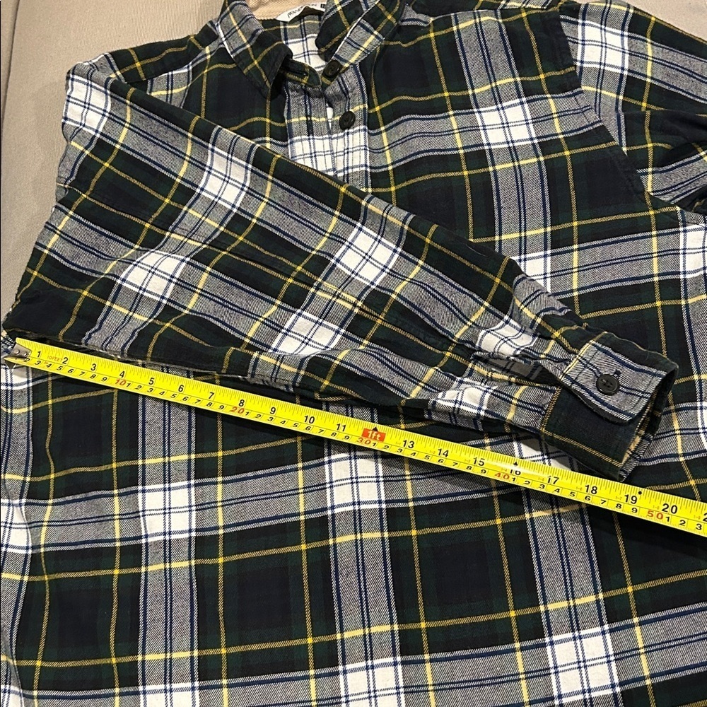 JW ANDERSON UNIQLO Western Half Button Plaid Flannel Shirt Mens Size M - Picture 8 of 12